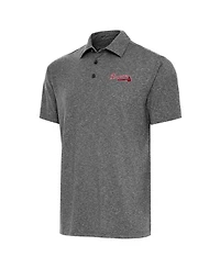 Antigua Men's Heather Black Atlanta Braves Par Polo Shirt