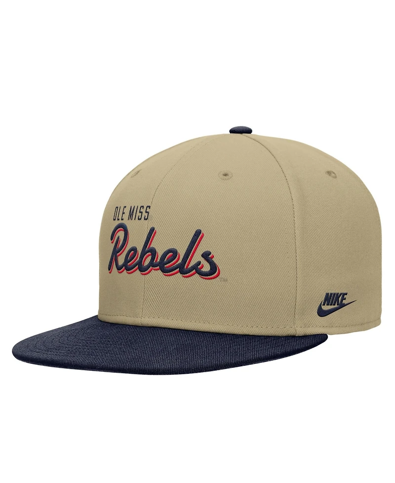 Nike Men's Beige/Navy Ole Miss Rebels Pro Dri-fit Snapback Hat