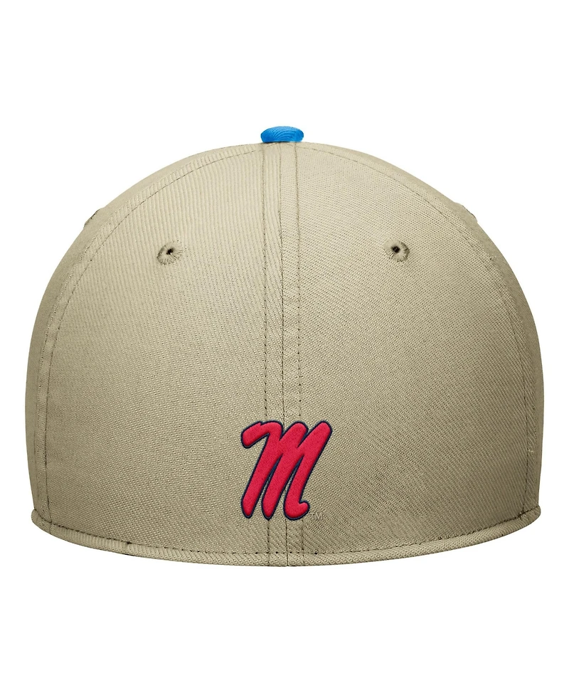 Nike Men's Beige/Powder Blue Ole Miss Rebels Dri-fit SwooshFlex Hat
