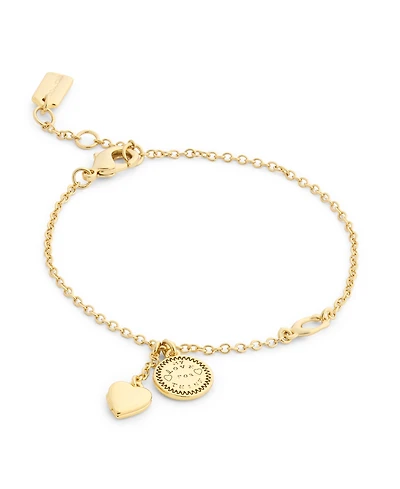 Coach Gold Heritage Coin Heart Charm Bracelet