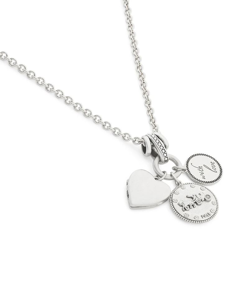 Coach Silver Heritage Charm Pendant Necklace
