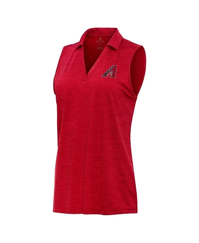 Antigua Women's Heather Red Arizona Diamondbacks Layout Sleeveless Polo Shirt
