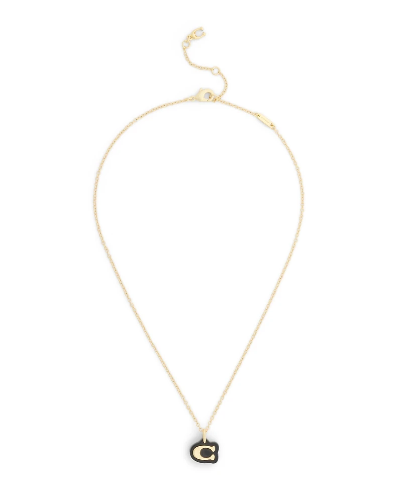 Coach Black Signature C Resin Pendant Necklace