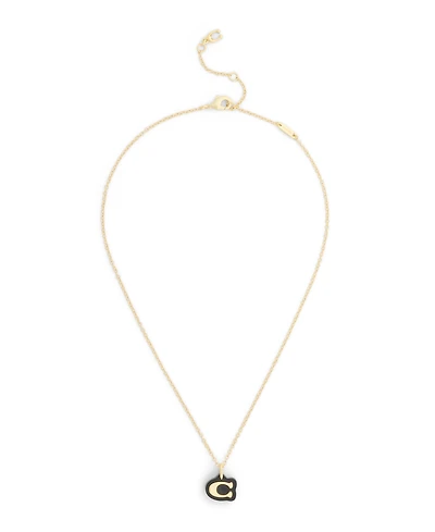 Coach Black Signature C Resin Pendant Necklace