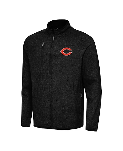 Antigua Men's Heather Black Chicago Bears Hold-Up Tri-Blend Full-Zip Jacket