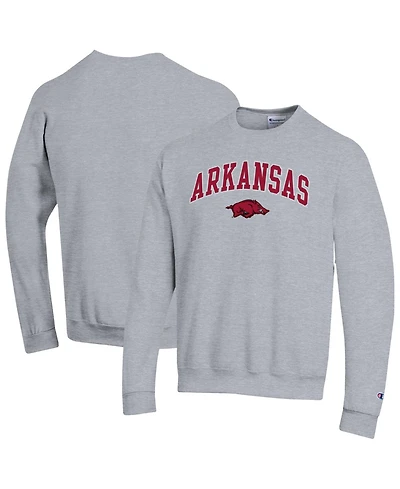 Champion Men's Champion Heather Gray Arkansas Razorbacks Arch Over Logo Pullover Sweatshirt