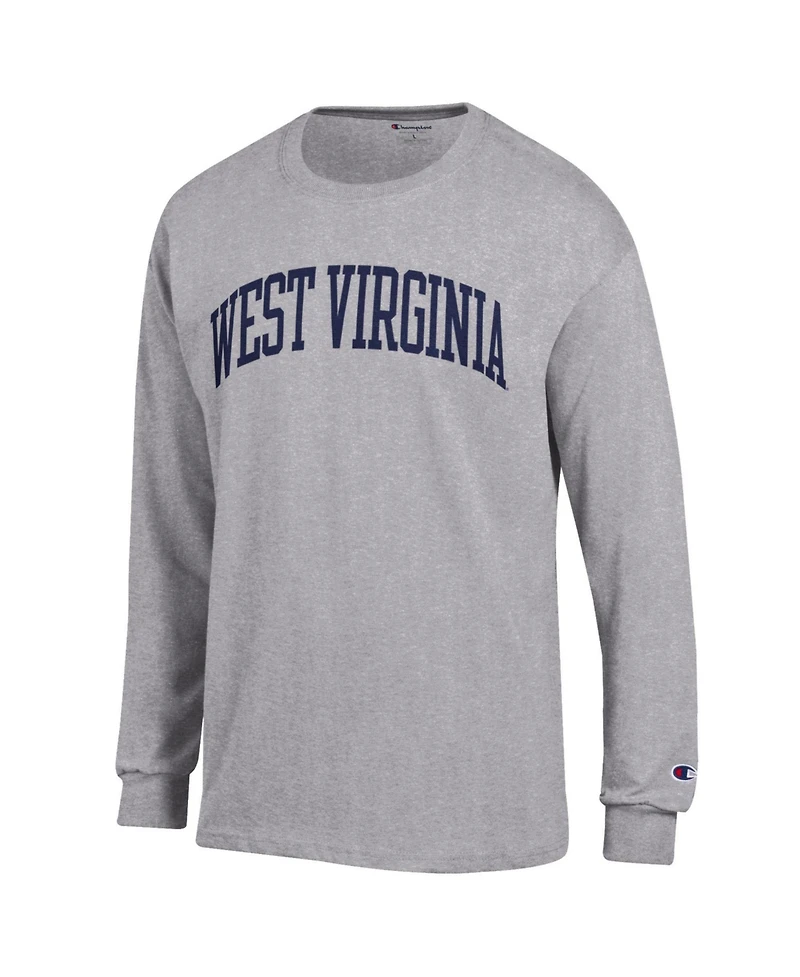 Champion Men's Heather Gray West Virginia Mountaineers Basic Arch Long sleeves T-Shirt