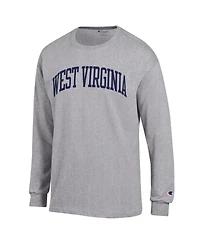 Champion Men's Heather Gray West Virginia Mountaineers Basic Arch Long sleeves T-Shirt