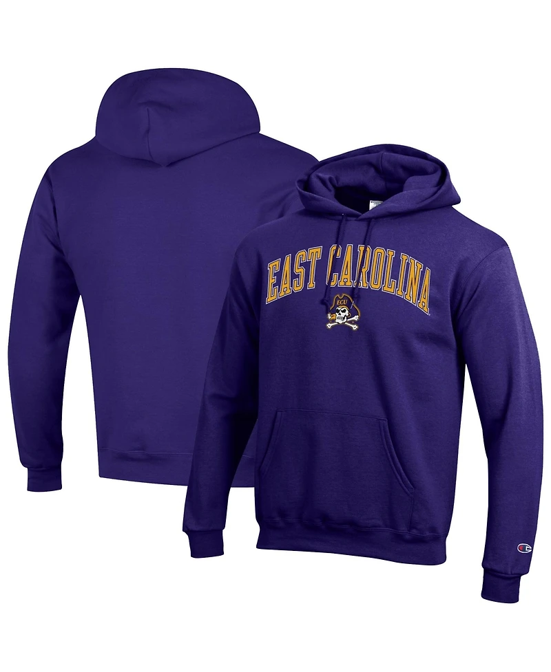 Champion Men's Champion Purple Ecu Pirates Arch Over Logo Pullover Hoodie