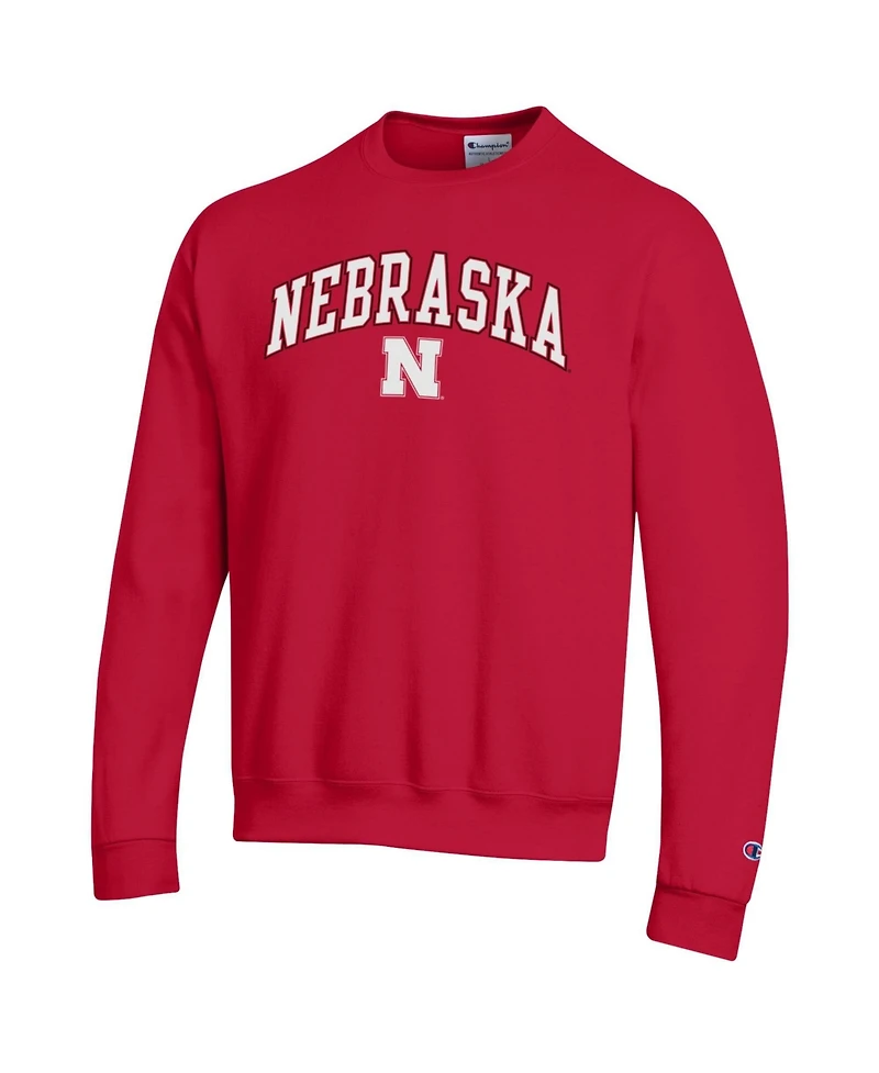Champion Men's Champion Scarlet Nebraska Huskers Arch Over Logo Pullover Sweatshirt
