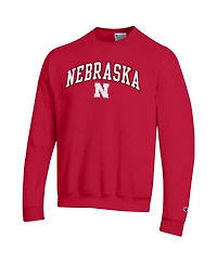Champion Men's Champion Scarlet Nebraska Huskers Arch Over Logo Pullover Sweatshirt