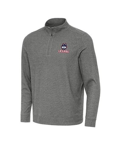 Antigua Men's Heather Charcoal UConn Huskies Subtle Quarter-Zip Sweatshirt