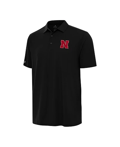 Antigua Men's Black Nebraska Huskers Era Polo Shirt