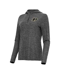 Antigua Women's Heather Black Purdue Boilermakers Daybreak Quarter-Zip Hoodie