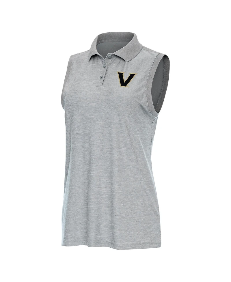 Antigua Women's Heather Gray Vanderbilt Commodores Recap Sleeveless Polo Shirt