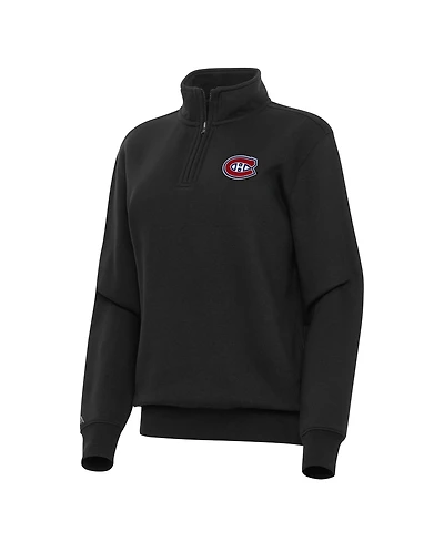 Antigua Women's Black Montreal Canadiens Victory Quarter-Zip Sweatshirt