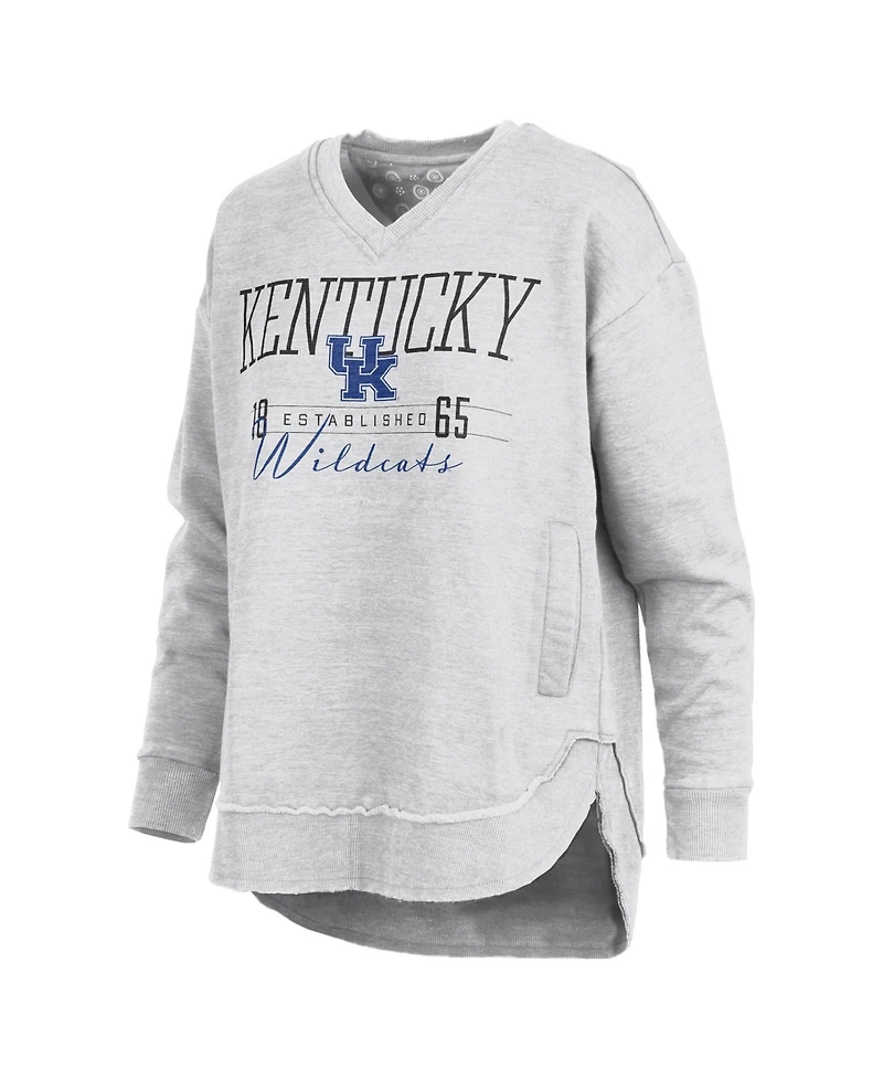 Pressbox Women's Heather Gray Kentucky Wildcats Marcus East Hall Poncho V-Neck Sweatshirt