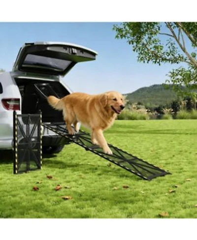71 In Folding Dog Ramp For Car Suv Truck Steel Frame Pet Ramp For Large Dogs Gentle Slope Joint Friendly Portable Black