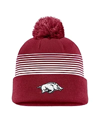 Nike Men's Cardinal Arkansas Razorbacks 2026 On-Field Peak Cuffed Knit Hat with Pom