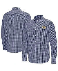 Antigua Men's Navy Georgia Tech Yellow Jackets Ellis Woven Tri-Blend Long sleeves Button-Down Shirt