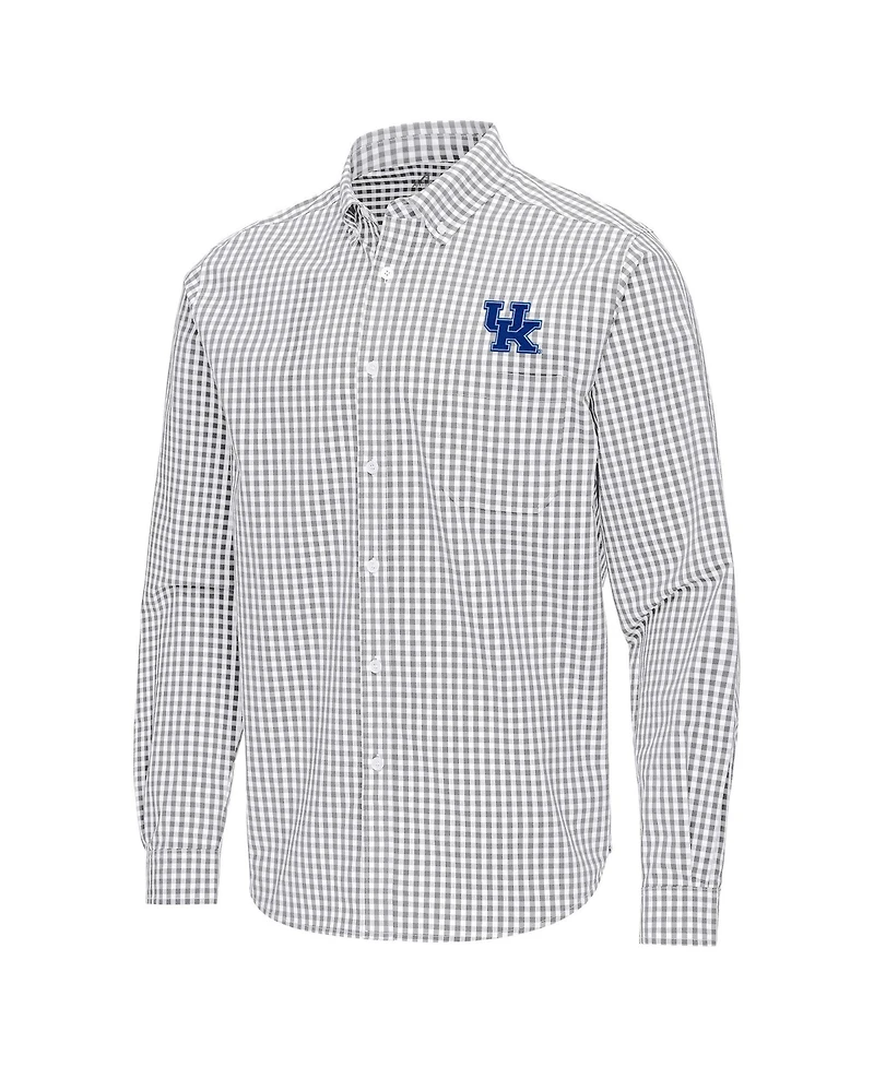 Antigua Men's Gray Kentucky Wildcats Ellis Woven Tri-Blend Long sleeves Button-Down Shirt