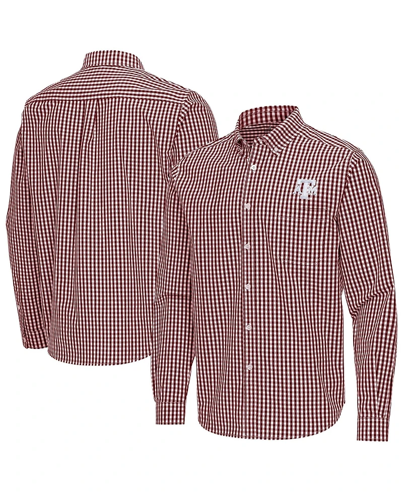 Antigua Men's Maroon Texas A&M Aggies Ellis Woven Tri-Blend Long sleeves Button-Down Shirt