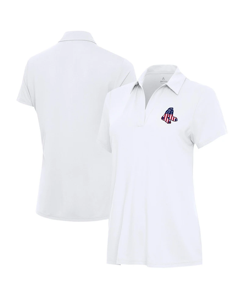 Antigua Women's White Boston Red Sox Era Stars and Stripes Team Logo Polo Shirt