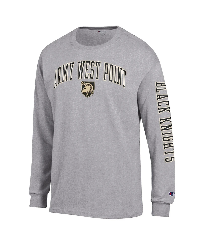 Champion Men's Heather Gray Army Black Knights Arch Over Logo 2-Hit Long sleeves T-Shirt