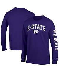 Champion Men's Purple Kansas State Wildcats Arch Over Logo 2-Hit Long sleeves T-Shirt