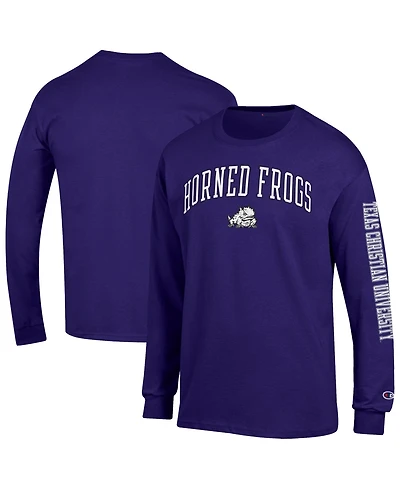 Champion Men's Purple Tcu Horned Frogs Arch Over Logo 2-Hit Long sleeves T-Shirt