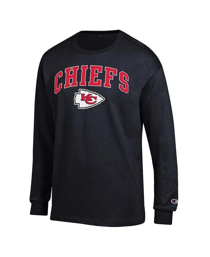 Champion Men's Black Kansas City Chiefs Arch Over Logo Long sleeves T-Shirt