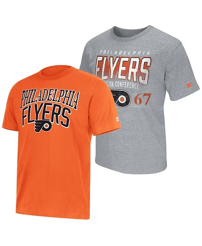 Starter Men's Orange/Heather Gray Philadelphia Flyers Two-Pack T-Shirt Set
