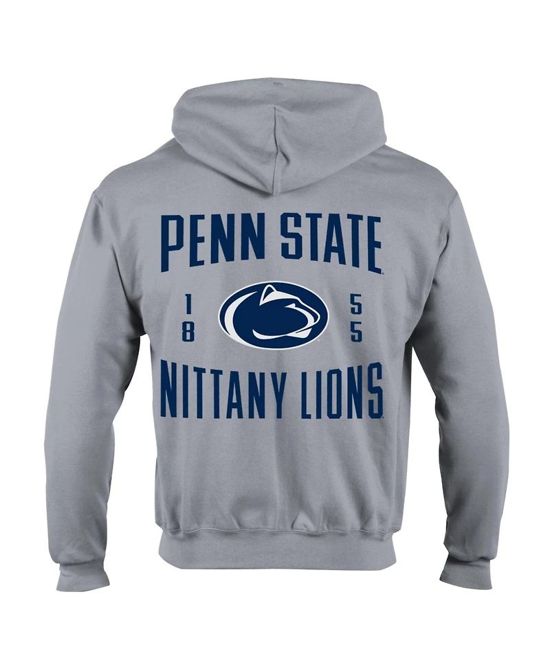 Champion Men's Heather Gray Penn State Nittany Lions Varsity Power Blend Full-Zip Fleece Hoodie