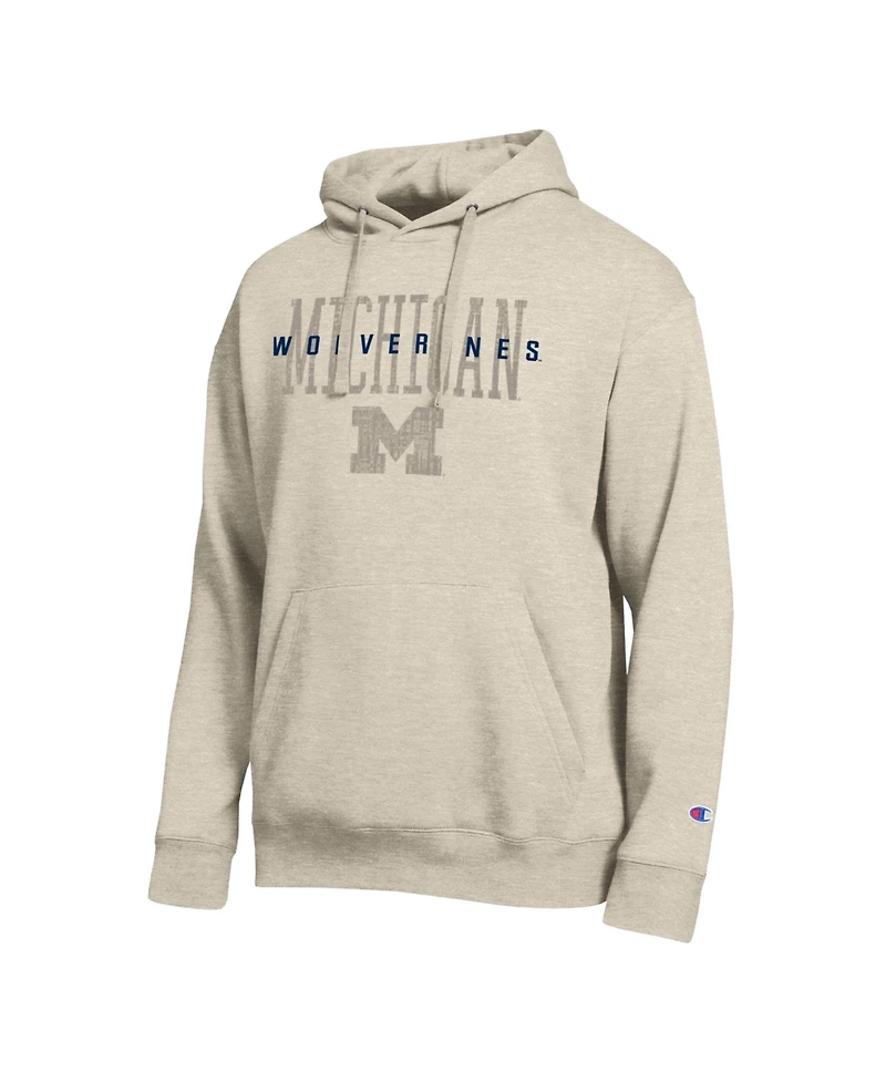 Champion Men's Oatmeal Michigan Wolverines All-Star Neutral Stack Hoodie