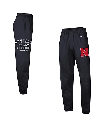 Champion Men's Black Nebraska Huskers Powerblend Banded Fleece Sweatpants