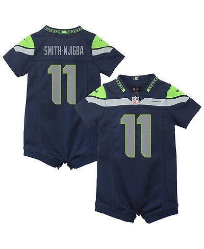 Nike Baby Boys and Girls Jaxon Smith-Njigba Navy Seattle Seahawks Romper Game Jersey