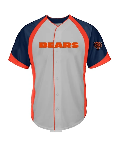 Profile Men's Gray Chicago Bears Big Tall Button-Up Fashion T-Shirt