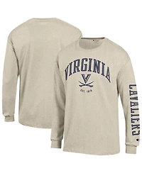 Champion Men's Heather Oatmeal Virginia Cavaliers Neutral Arch Long-Sleeve T-Shirt
