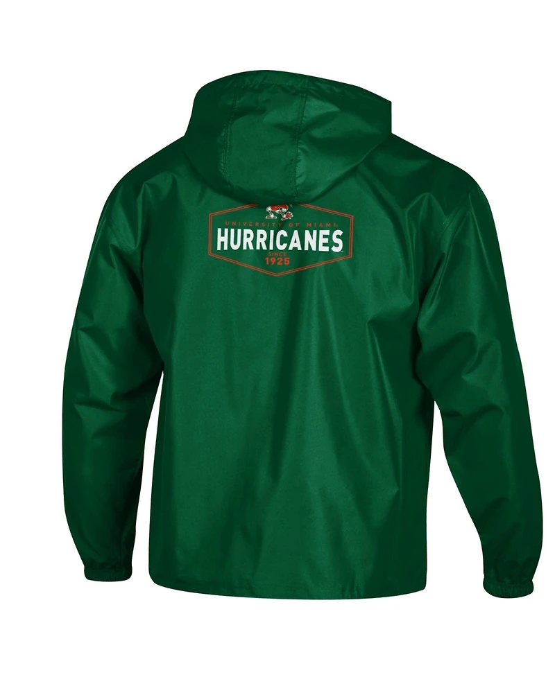 Champion Men's Green Miami Hurricanes Delay Packable Half-Zip Jacket