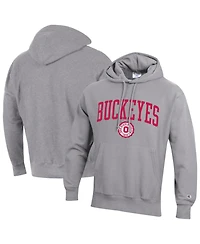 Champion Men's Heather Gray Ohio State Buckeyes Established Reverse Weave Hoodie