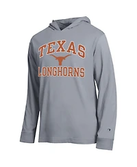 Champion Men's Heather Gray Texas Longhorns High Motor All-Star Long sleeves Hooded T-Shirt