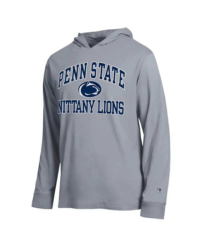 Champion Men's Heather Gray Penn State Nittany Lions High Motor All-Star Long sleeves Hooded T-Shirt