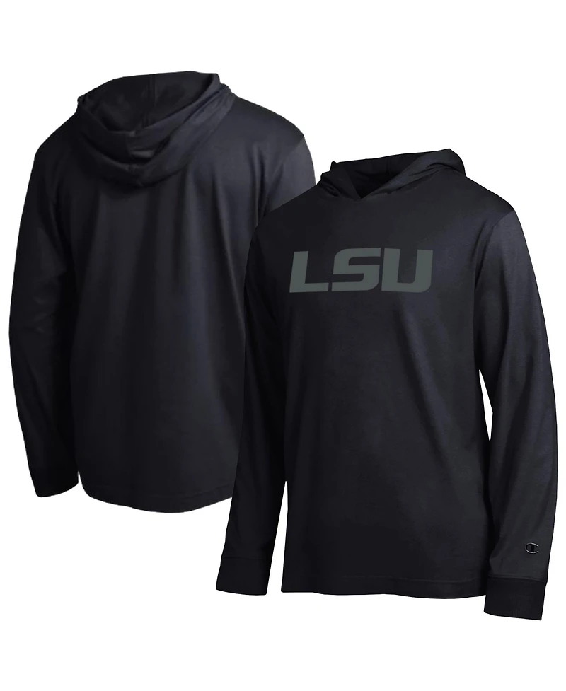 Champion Men's Black Lsu Tigers Tonal All-Star Long sleeves Hooded T-Shirt
