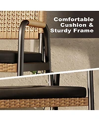homfan Set of 2 Or 4 Stackable Dining Armchairs - Weatherproof Polyrattan and Breathable Textilene, Heavy Duty Metal Frame with Cushions, for Garden