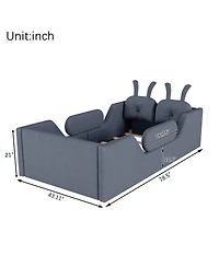 Streamdale Furniture Twin Upholstered Platform Bed with Rabbit Cushion and Removable Side Rails