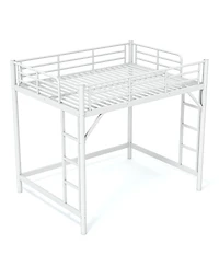Streamdale Furniture Full Size Metal Loft Bed with Ladder and Guardrails