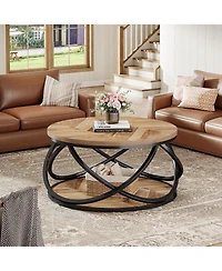 Tribesigns 2-Tier Round Coffee Table, 31.5" Circle Center Table for Living Room, Small Space