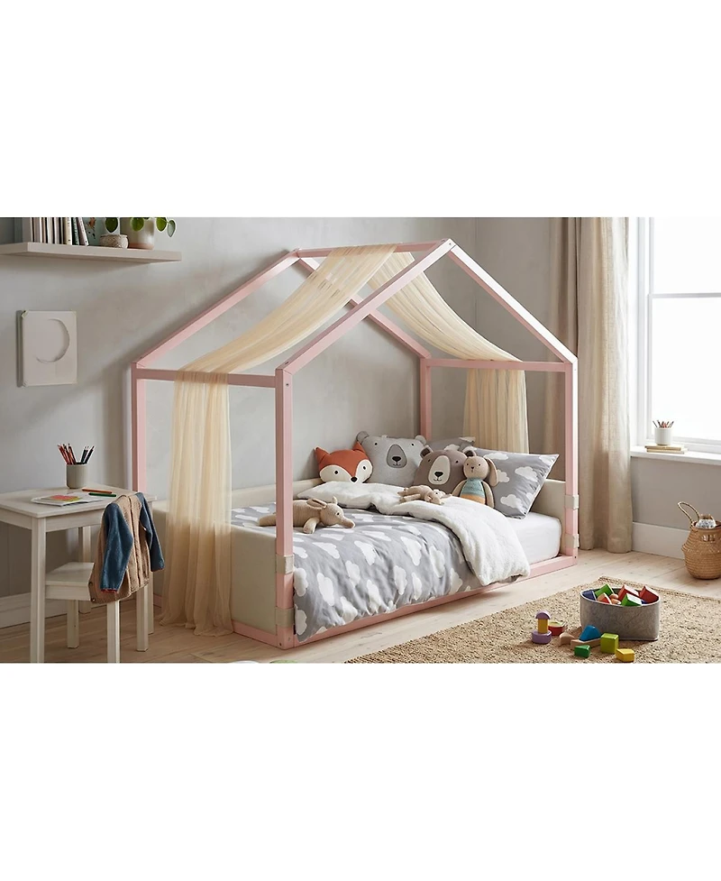 Streamdale Furniture Velvet Canopy Bed with Upholstered Side Panels