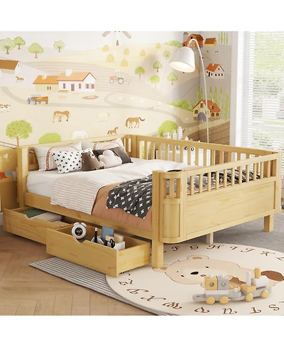 Streamdale Furniture Full Size Wood Platform Bed with Rails