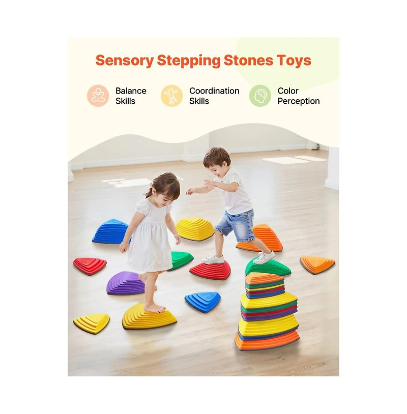 Slickblue Balance Stepping Stones Non-Slip Sensory Set, 220 lb. Capacity, Ages 3+